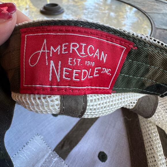 American Flag Camo Hat American Needle Trucker Mesh Ball Cap Dad Retro 6 Panel - Picture 4 of 6